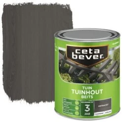 CetaBever Tuinhoutbeits Transparant Antraciet Zijdeglans 750 Ml