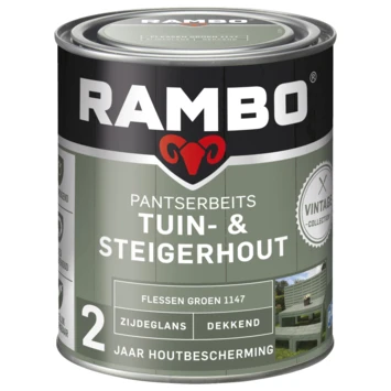 Rambo Vintage Pantserbeits Tuin- En Steigerhout Dekkend Flessen Groen Zijdeglans 750 Ml - Afbeelding 3