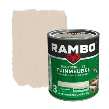 Rambo Pantserbeits Tuinmeubel Transparant Whitewash Zijdemat 750 Ml