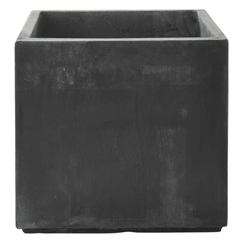 Pot Fiberclay Donkergrijs Streep Vierkant Ø33 H29 Cm