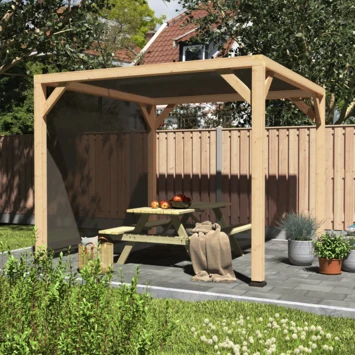 Pergola Silvano Douglas Incl. Schaduwdoek & Zijdoek 324x324 Cm - Afbeelding 3